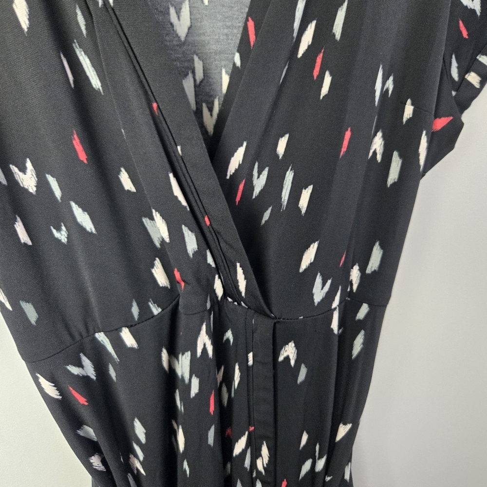 Torrid Black Faux Wrap Dress Black Printed Plus Size 2 - Picture 5 of 9